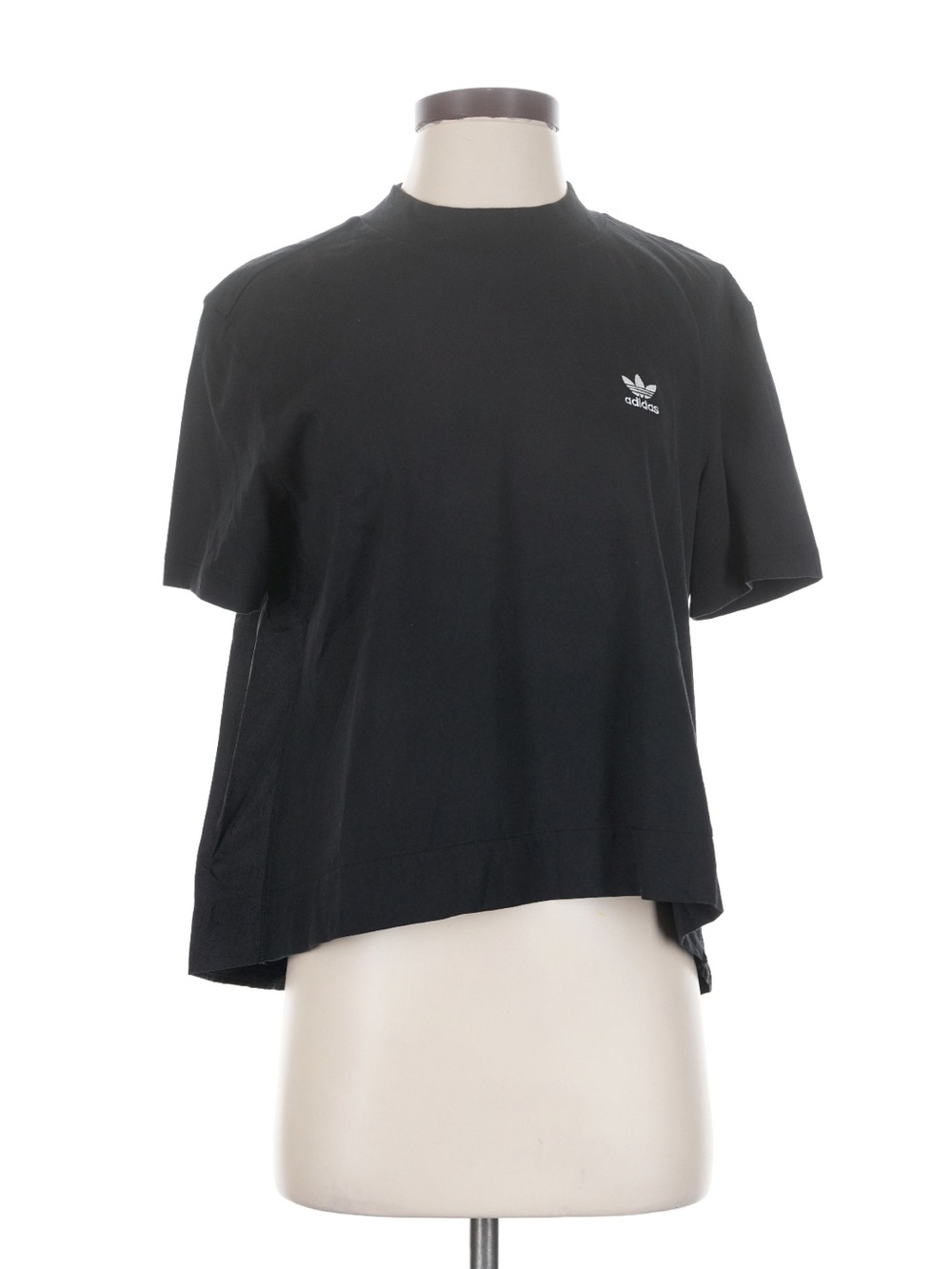 Adidas Black Athletic T-Shirt Cropped Asymmetrical Hem